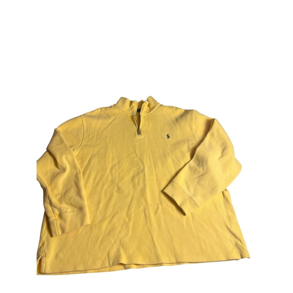 Polo Ralph Lauren Yellow 1/4 Zip Pullover Sweater XXL 100% Cotton Mens Classic